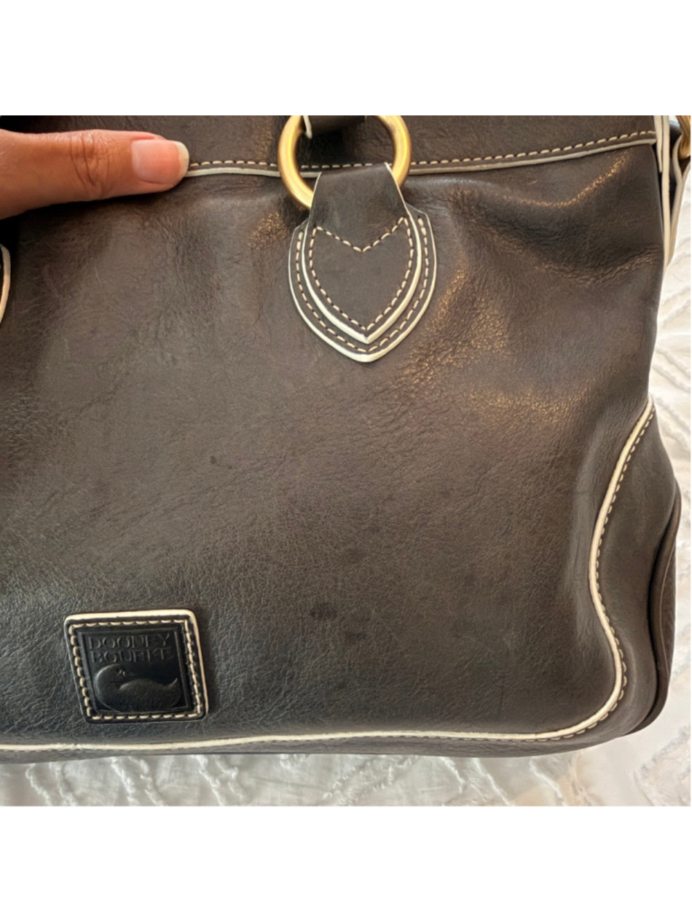 Dooney & Bourke Florentine Shopper Tote Gray Leather Shoulder Bag Tassels - Picture 15 of 17